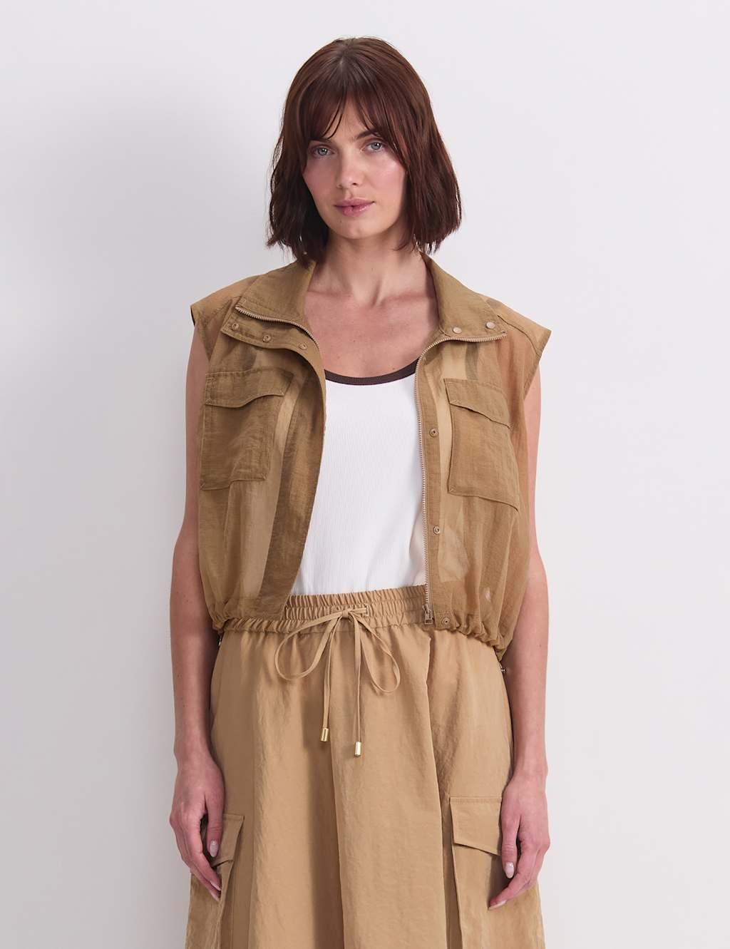 Sportscraft Women's Sheer Utility Vest - 8 - Neutral - Available at M&S