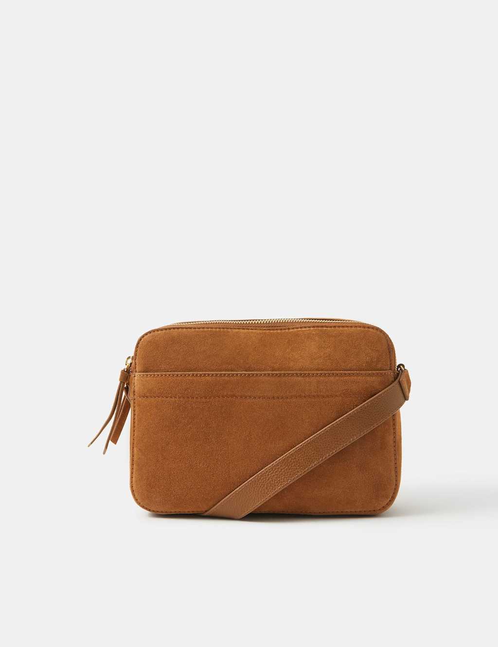 ACCESSORIZE Suede Cross Body Camera Bag Tan