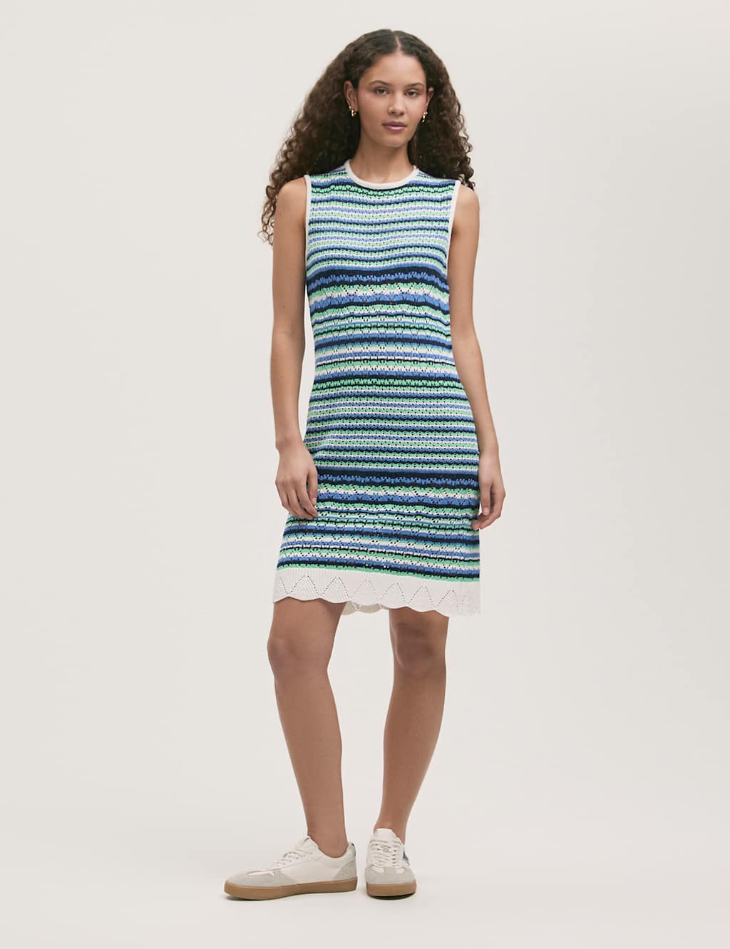 Pure Cotton Knitted Striped Beach Dress