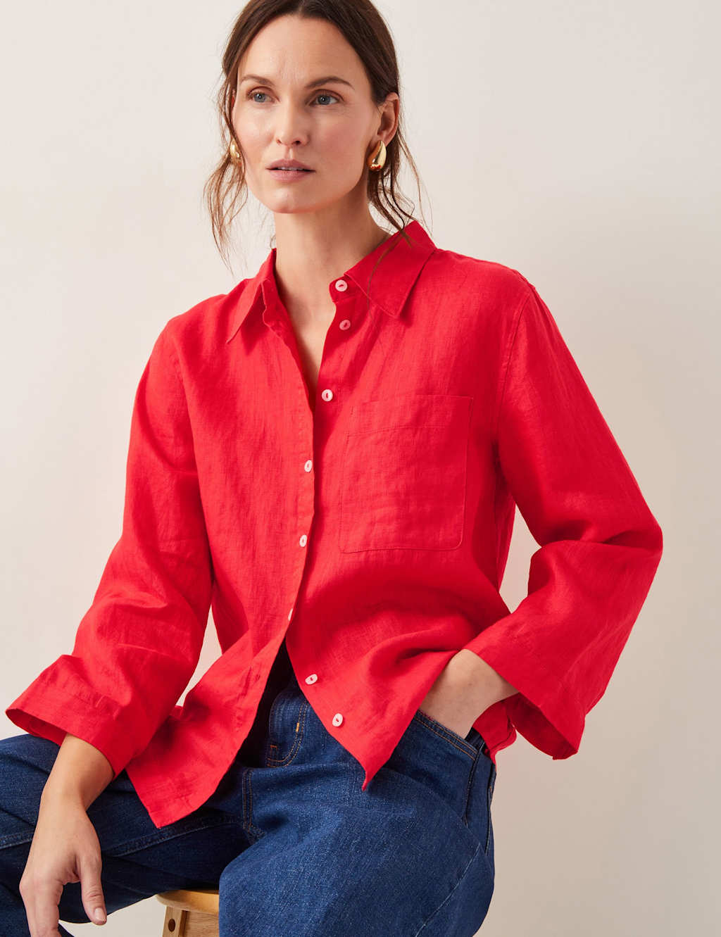 Pure Linen Collared Shirt