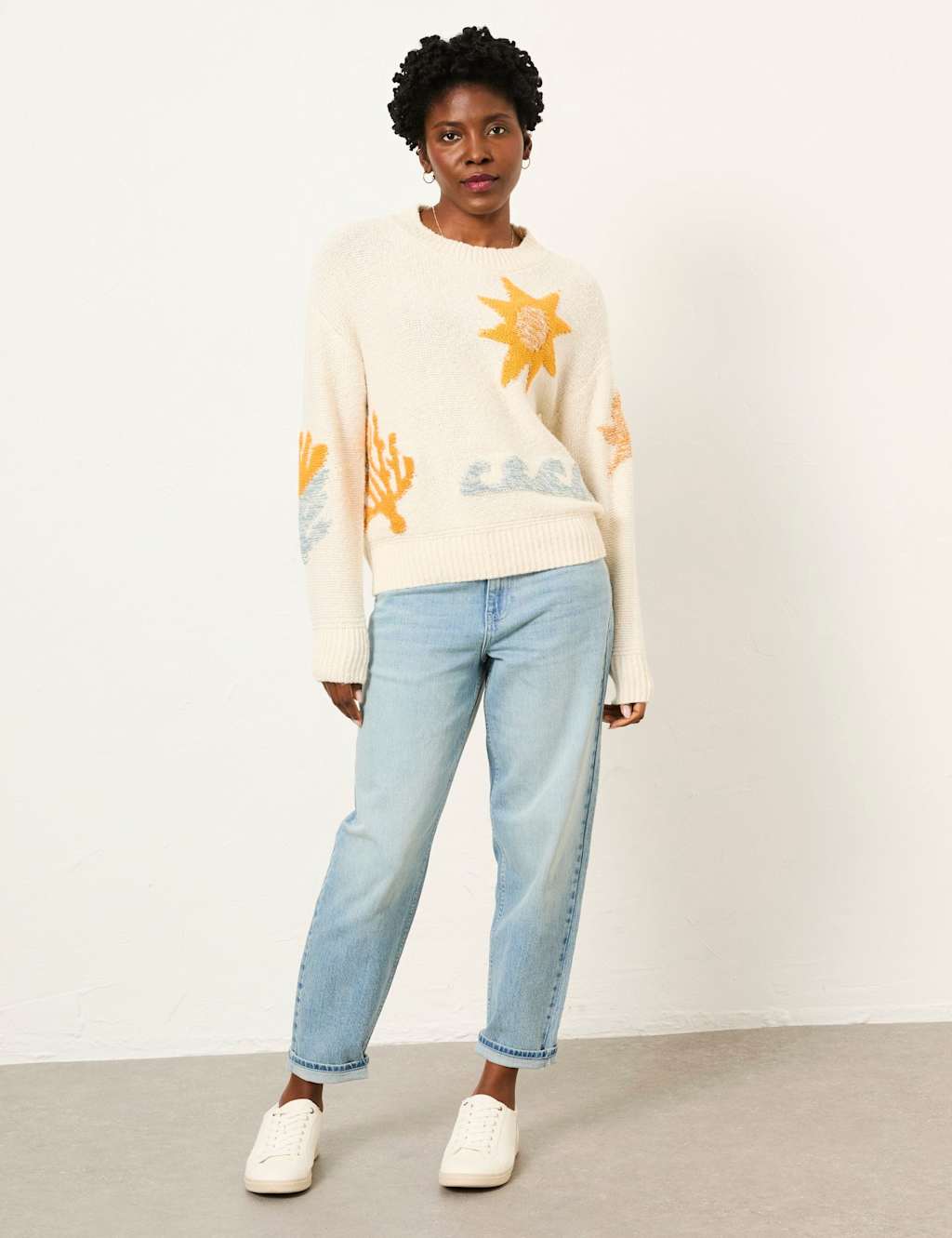 Fatface Women's Cotton Rich Patterned Jumper - 8 - Natural Mix - Available at M&S