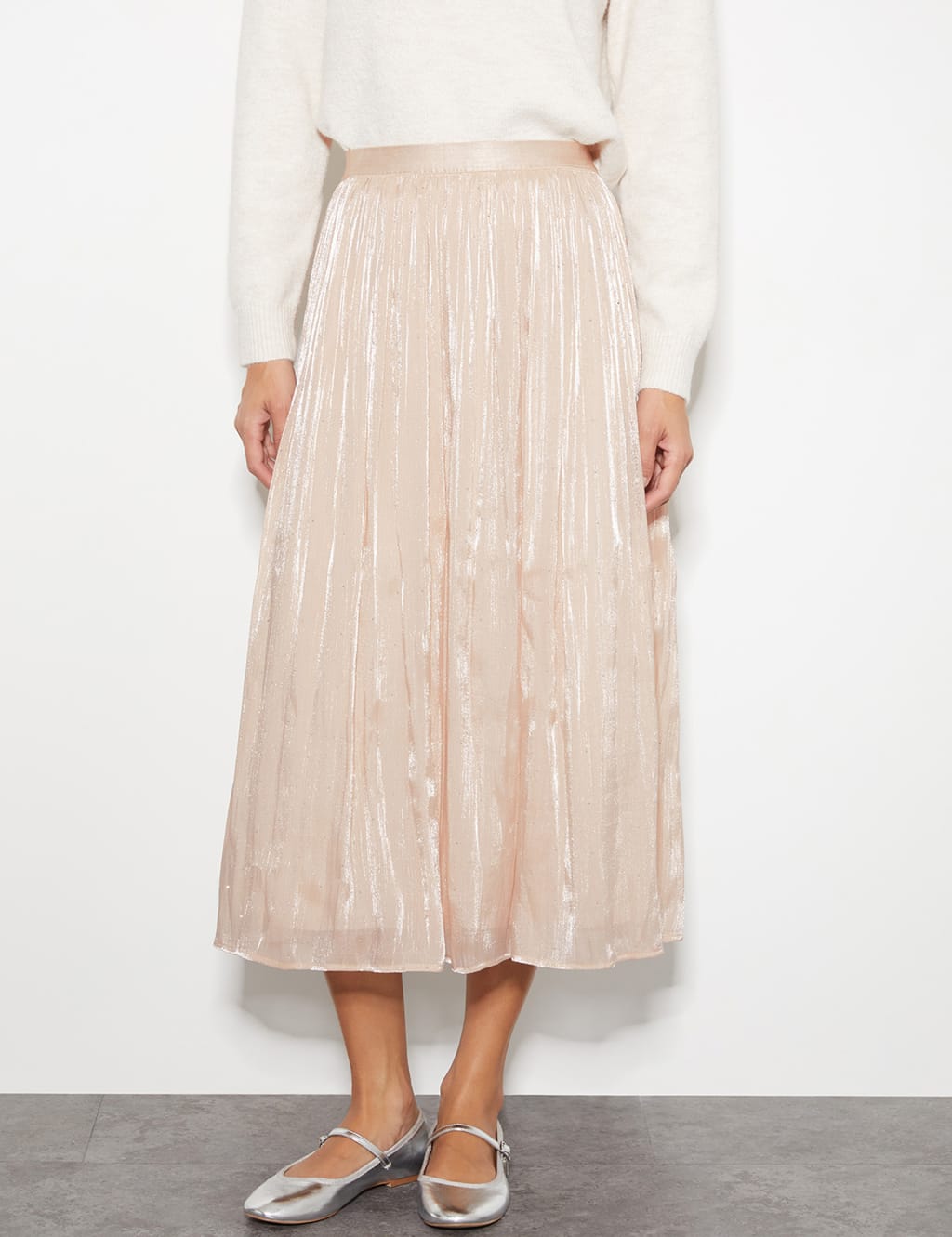 Gold pleated skirt marks and spencer cheap