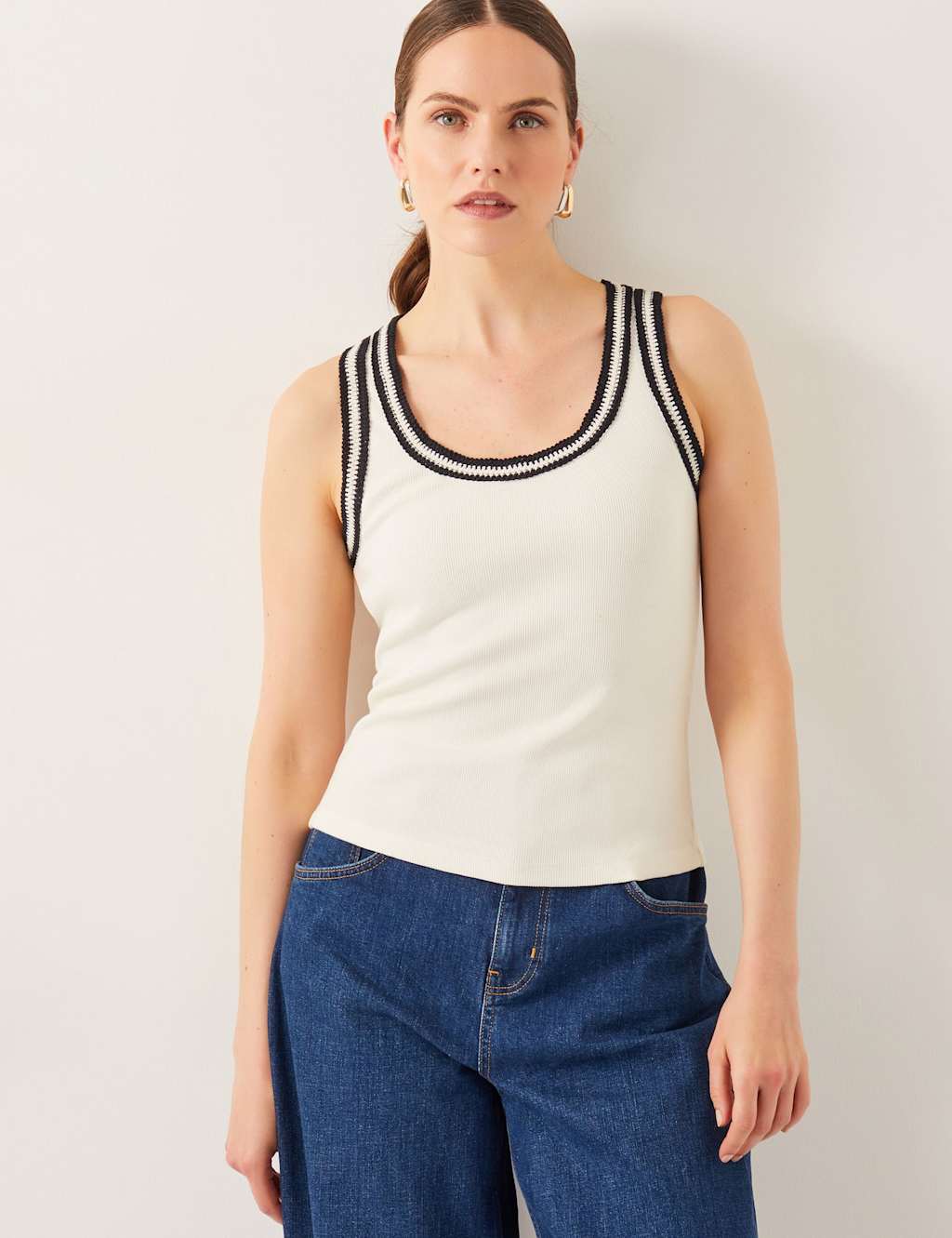 Cotton Rich Textured Scoop Neck Vest