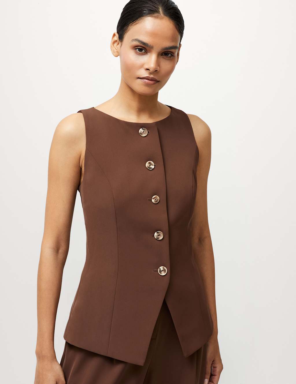 Slash Neck Button Through Waistcoat