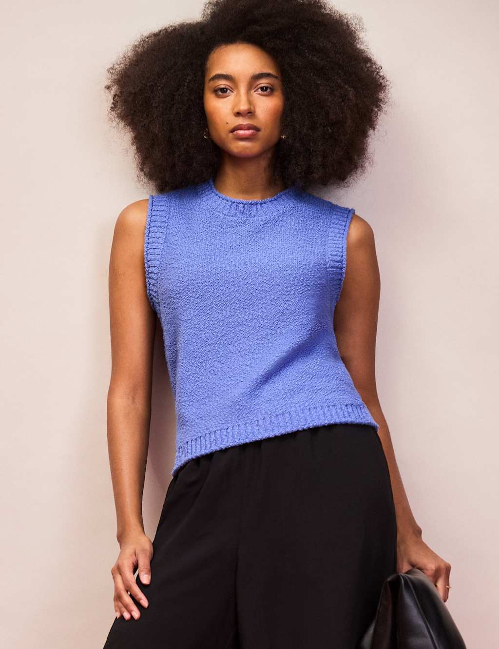 Ro&Zo Women's Cotton Rich Textured Knit Tank Top - Large - Mid Blue - Available at M&S