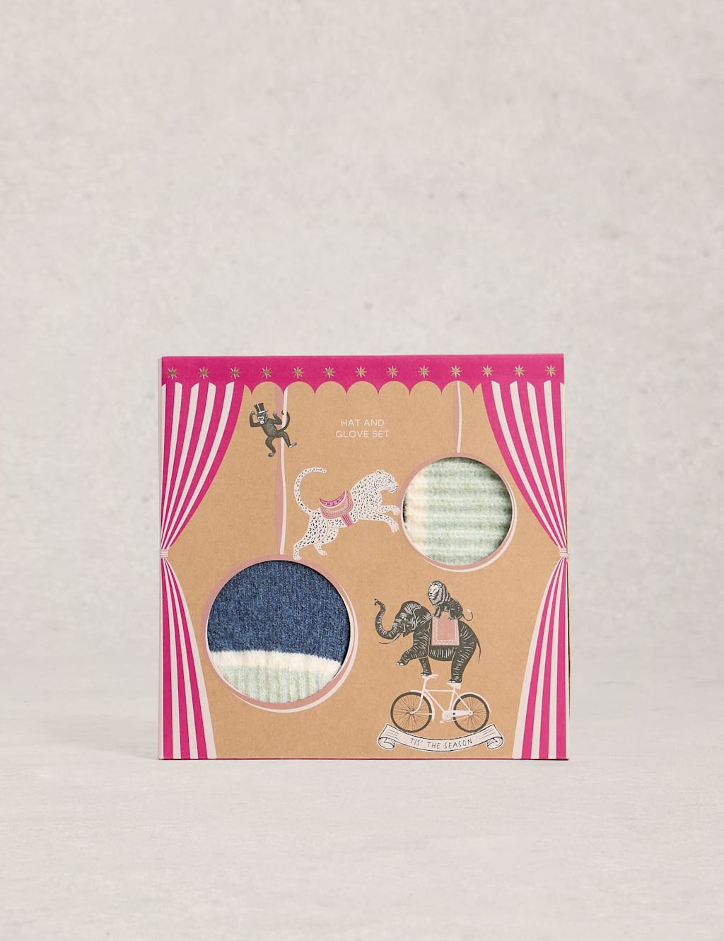 White Stuff Hat & Gloves Gift Set with Wool Blue Mix