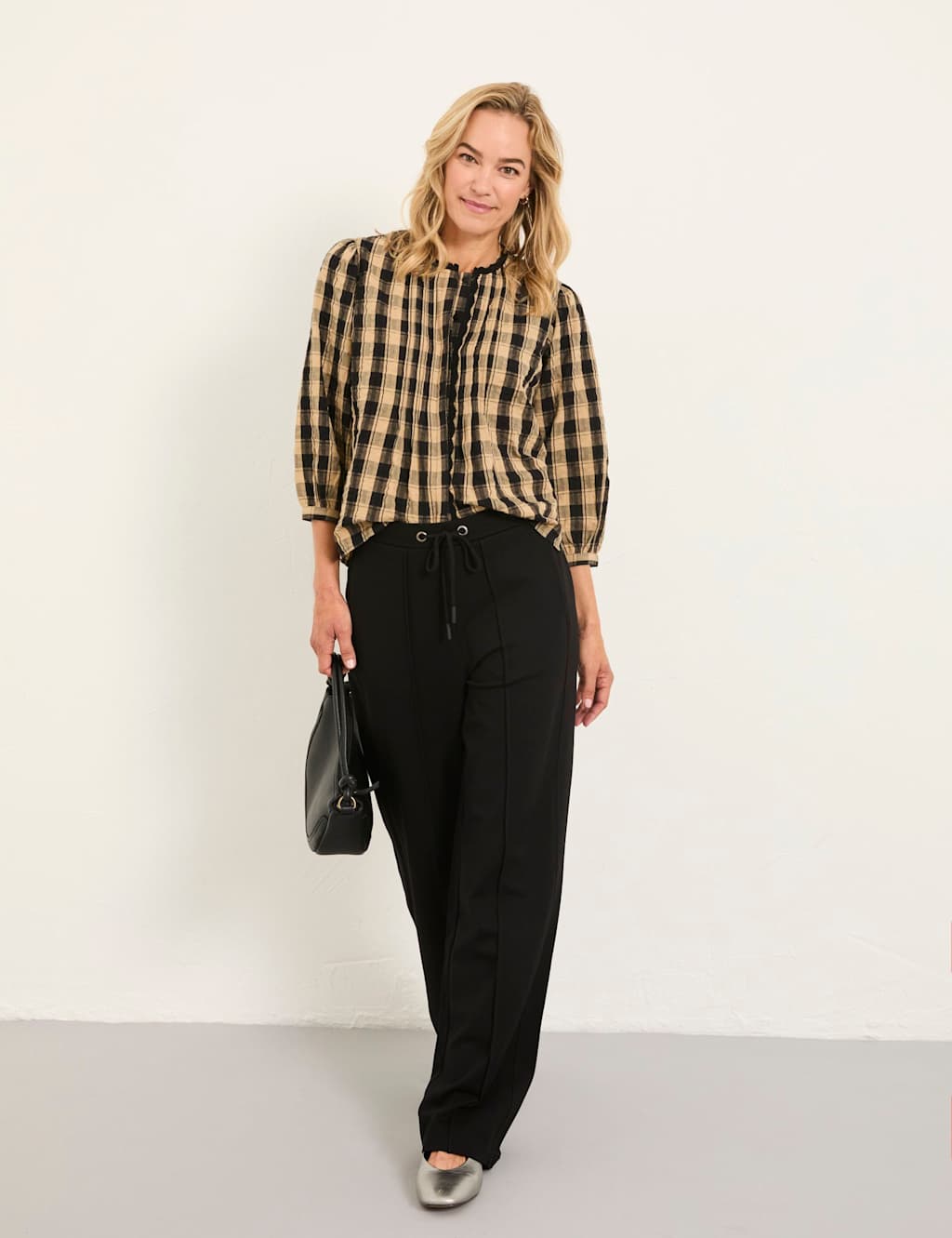 Fatface Women's Wide Leg Trousers - 12REG - Black, Black,Navy
