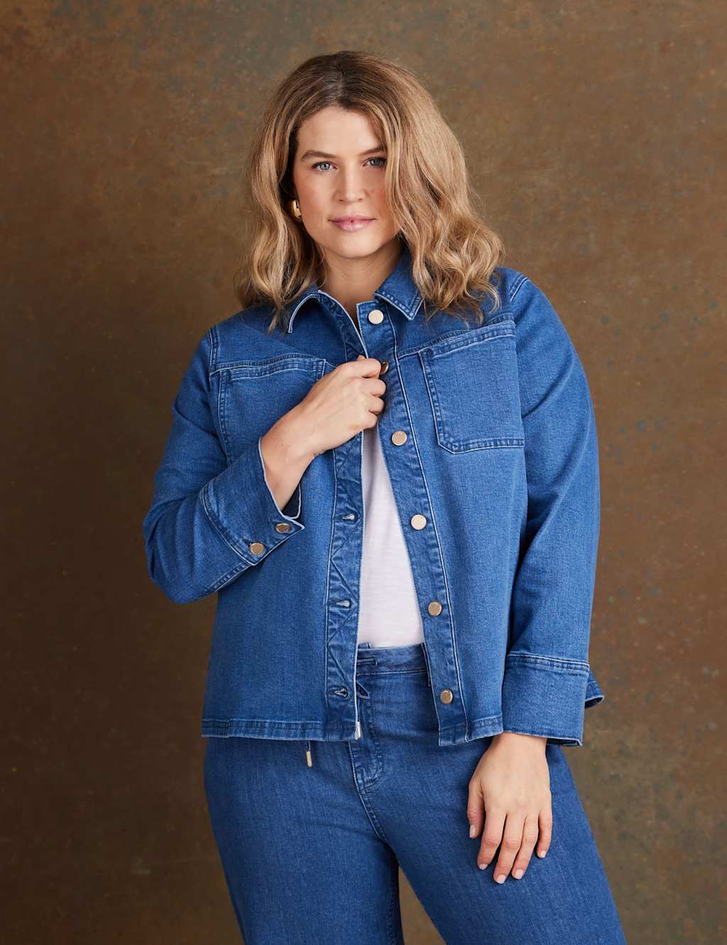 Live Unlimited London Women's Denim Patch Pocket Cropped Jacket - 18 - Blue - Available at M&S