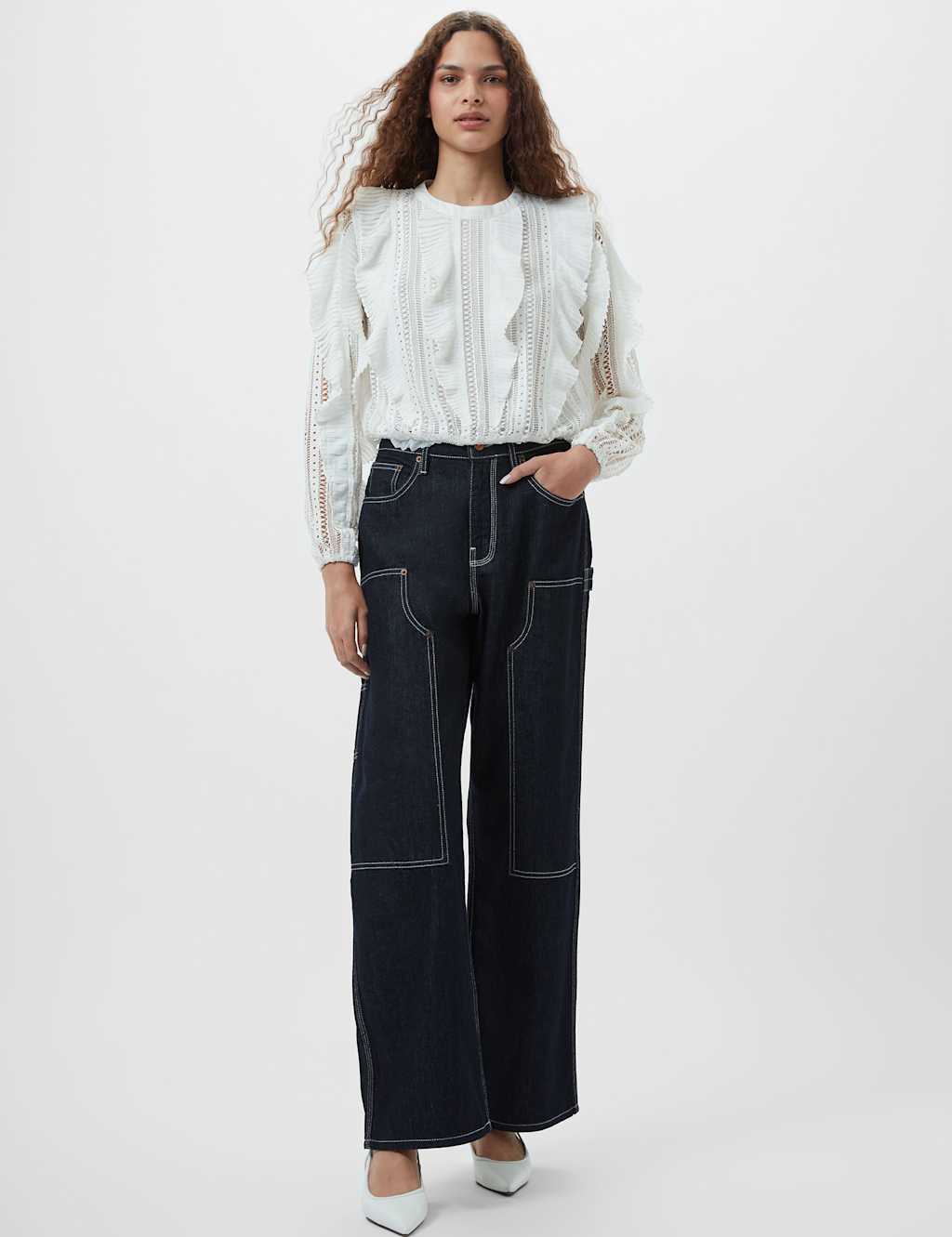 Broderie Lace Frill Blouse