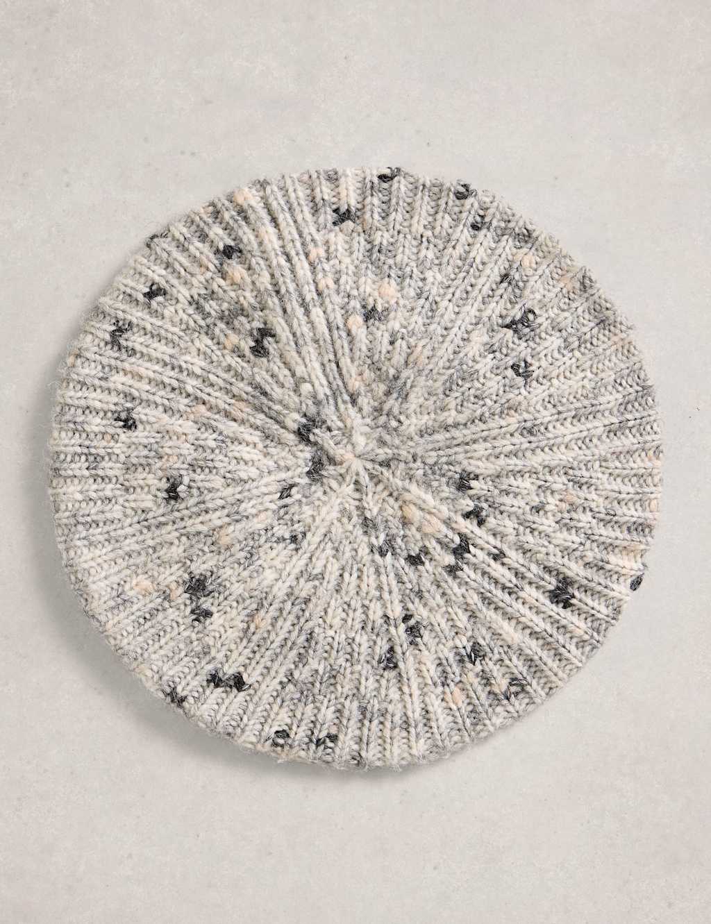 White Stuff Flecked Knitted Beret Grey Mix