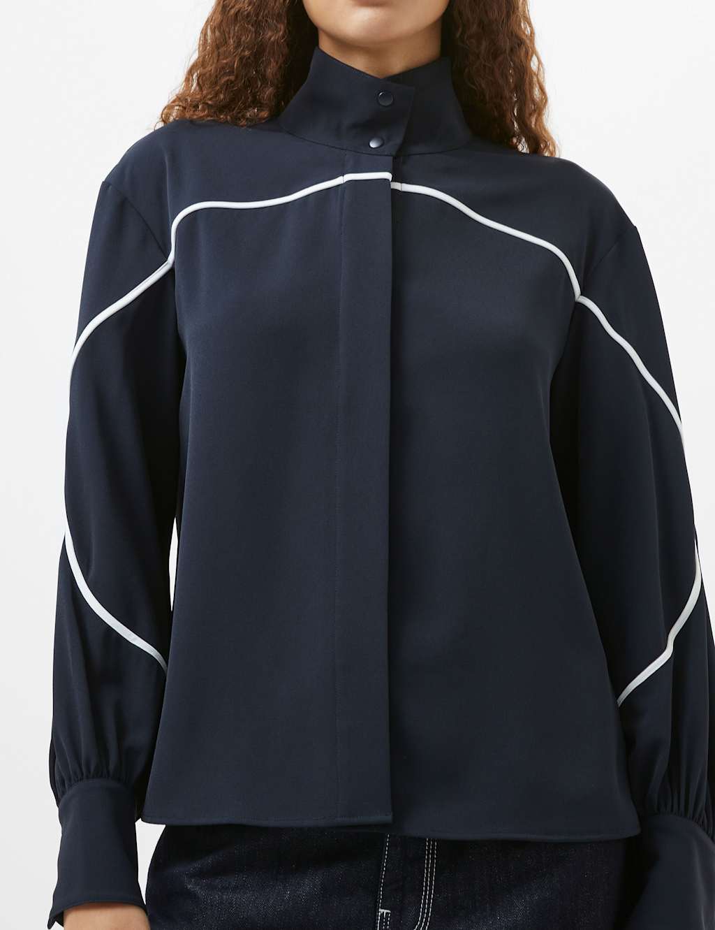 Contrast High Neck Shirt