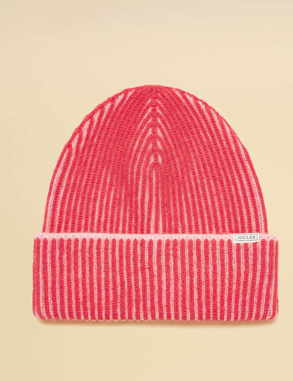 Joules Women's Ribbed Beanie Hat with Wool - Pink Mix - Available at M&S