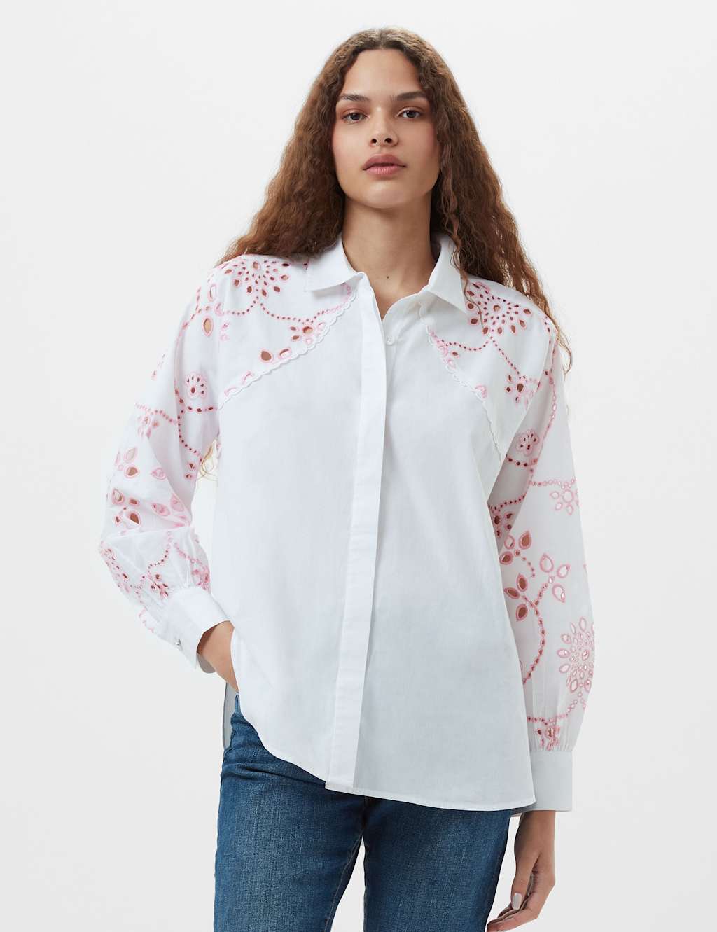 Pure Cottton Embroidered Collared Shirt