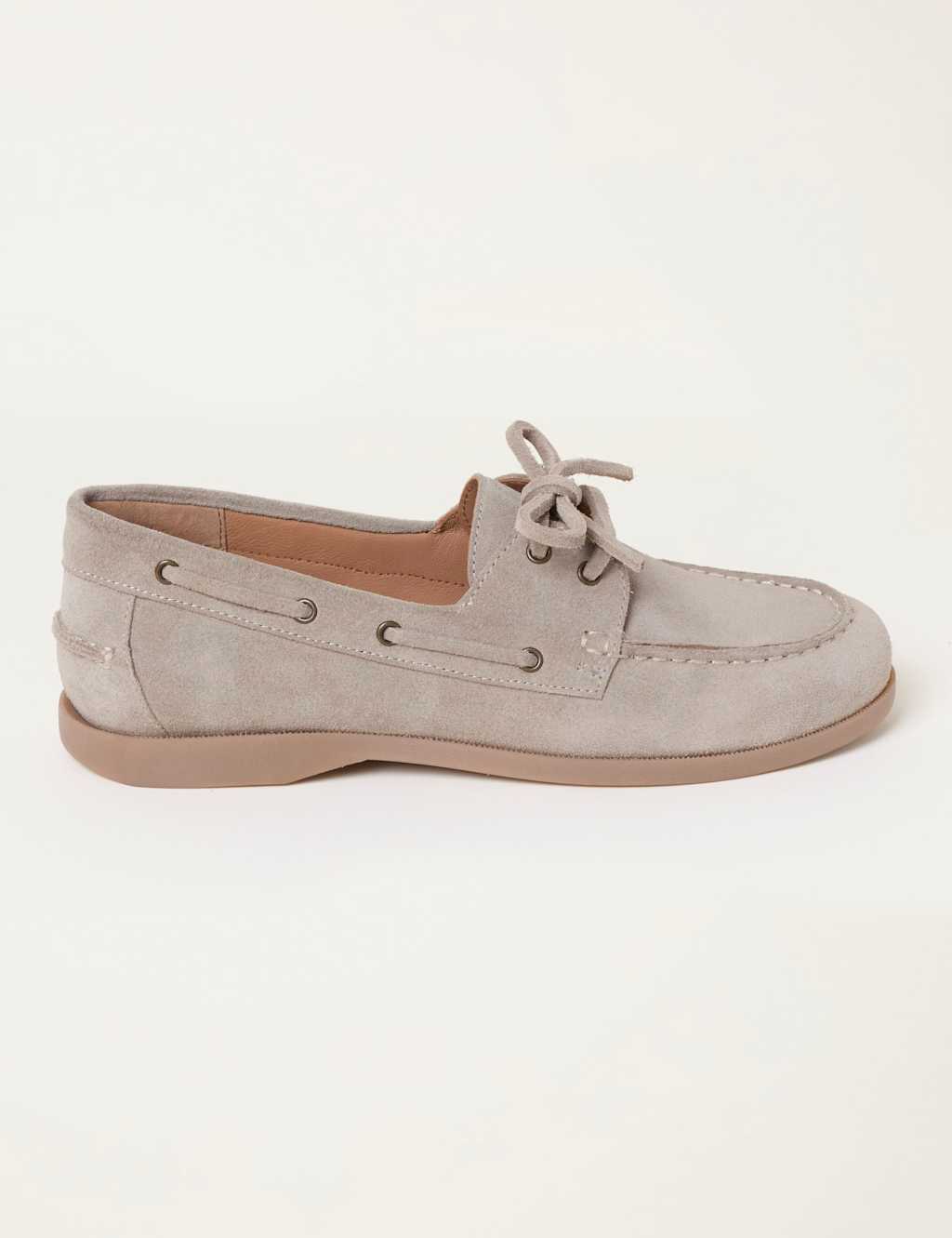 Fatface Women's Suede Flat Boat Shoes - 6 - Stone - Available at M&S