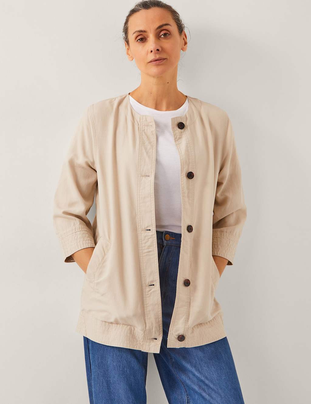 Lyocell Rich Lightweight Collarless Jacket