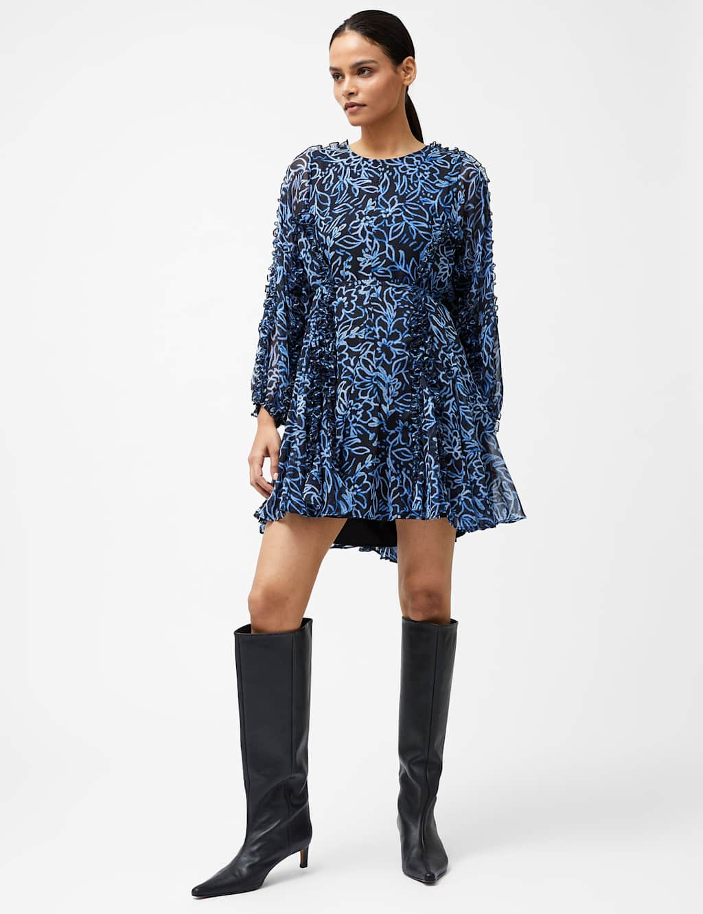 Chiffon Floral Mini Swing Dress