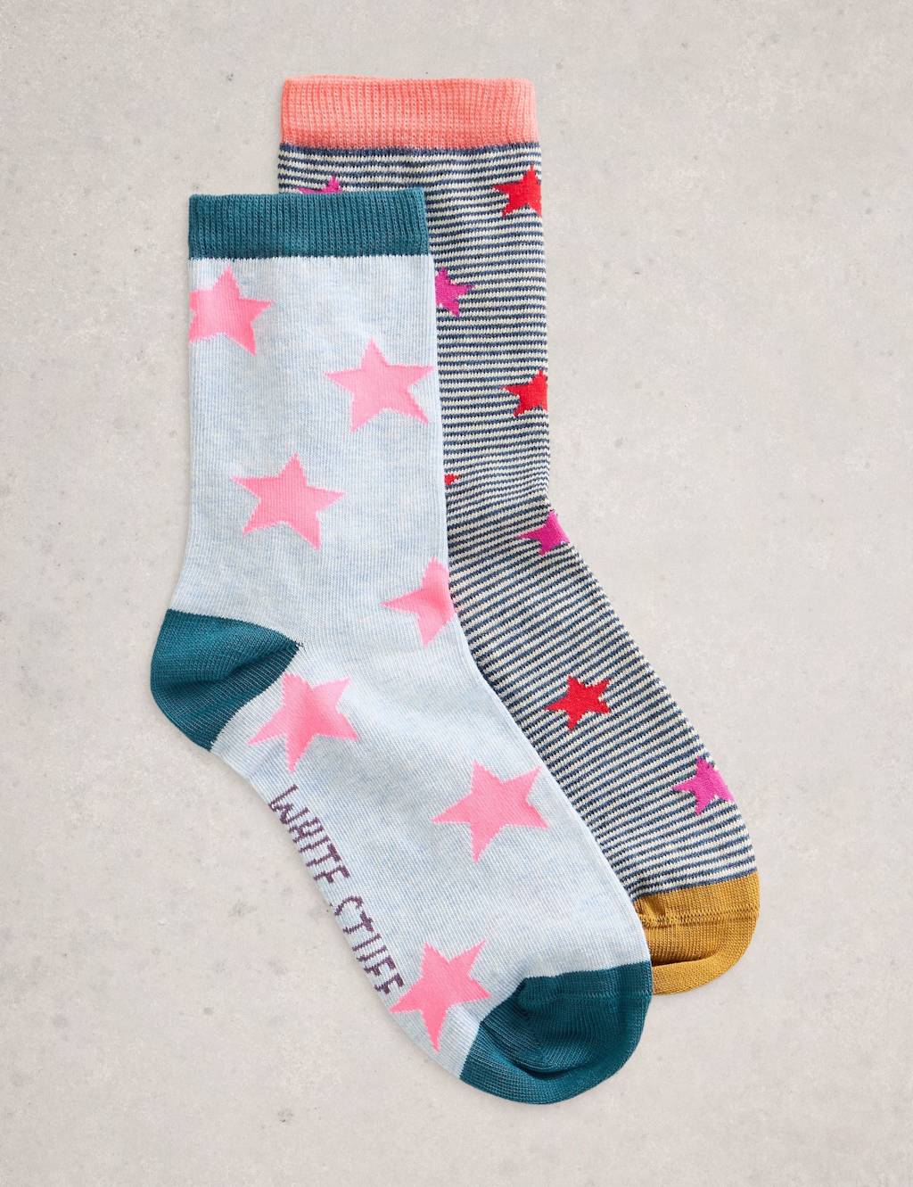 White Stuff 2 Pack Cotton Rich Star Ankle Socks Grey Mix