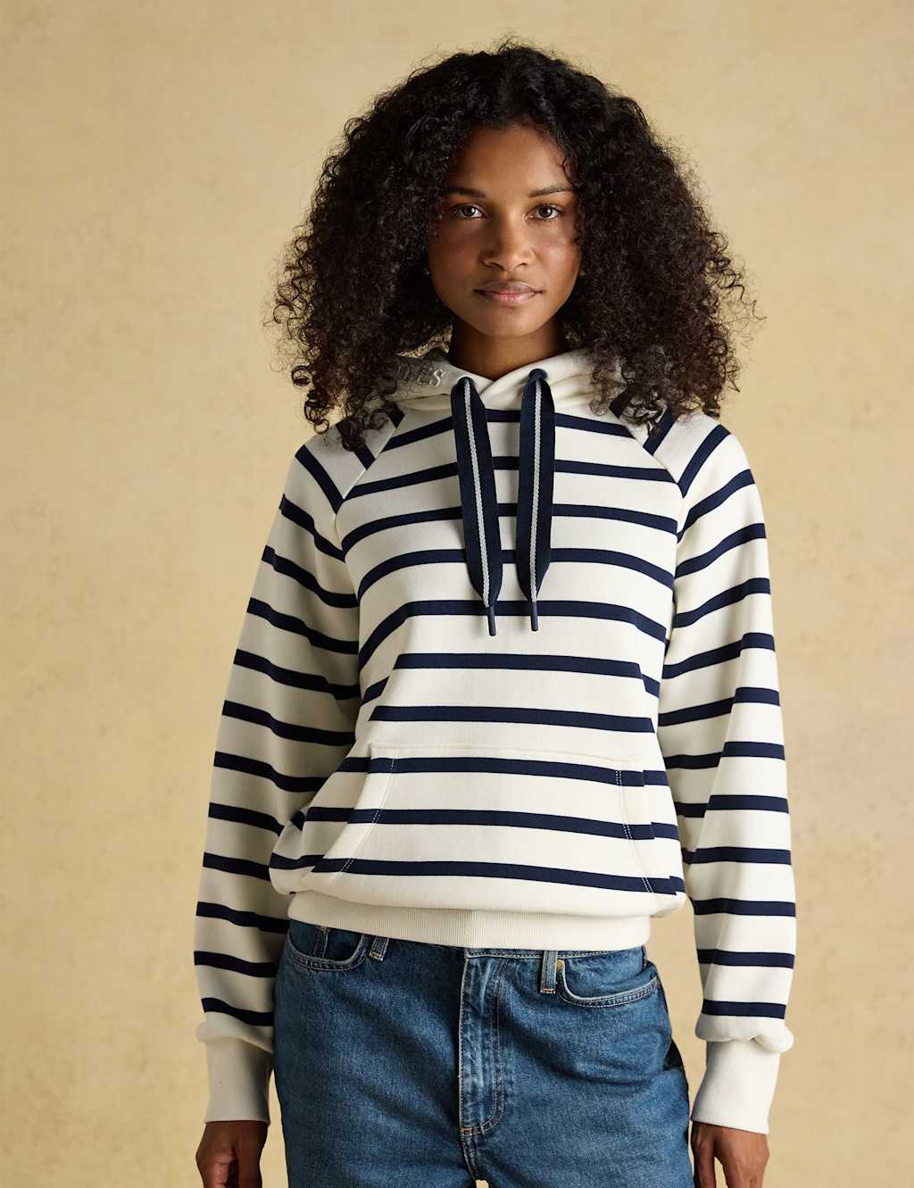 Joules Women's Cotton Rich Striped Hoodie - 16 - Cream Mix - Available at M&S