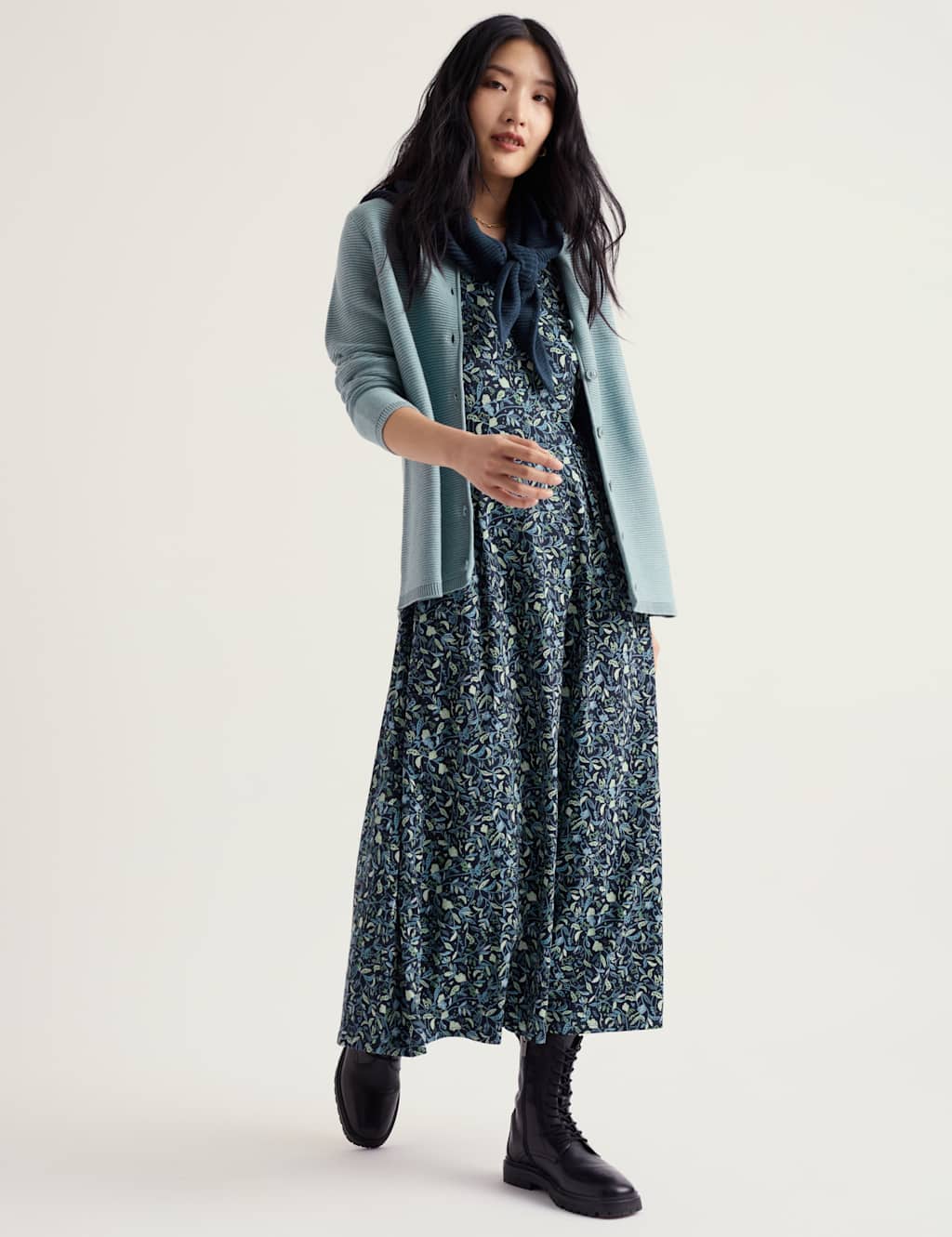 Seasalt Cornwall Women's Pure Cotton Textured Crew Neck Cardigan - 12 - Light Blue - Available at M&S