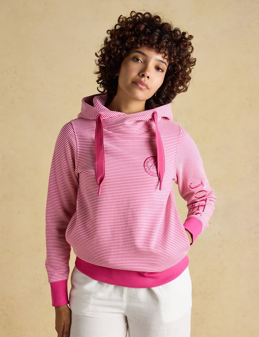 Joules Women's Pure Cotton Striped Hoodie - 12 - Pink Mix - Available at M&S