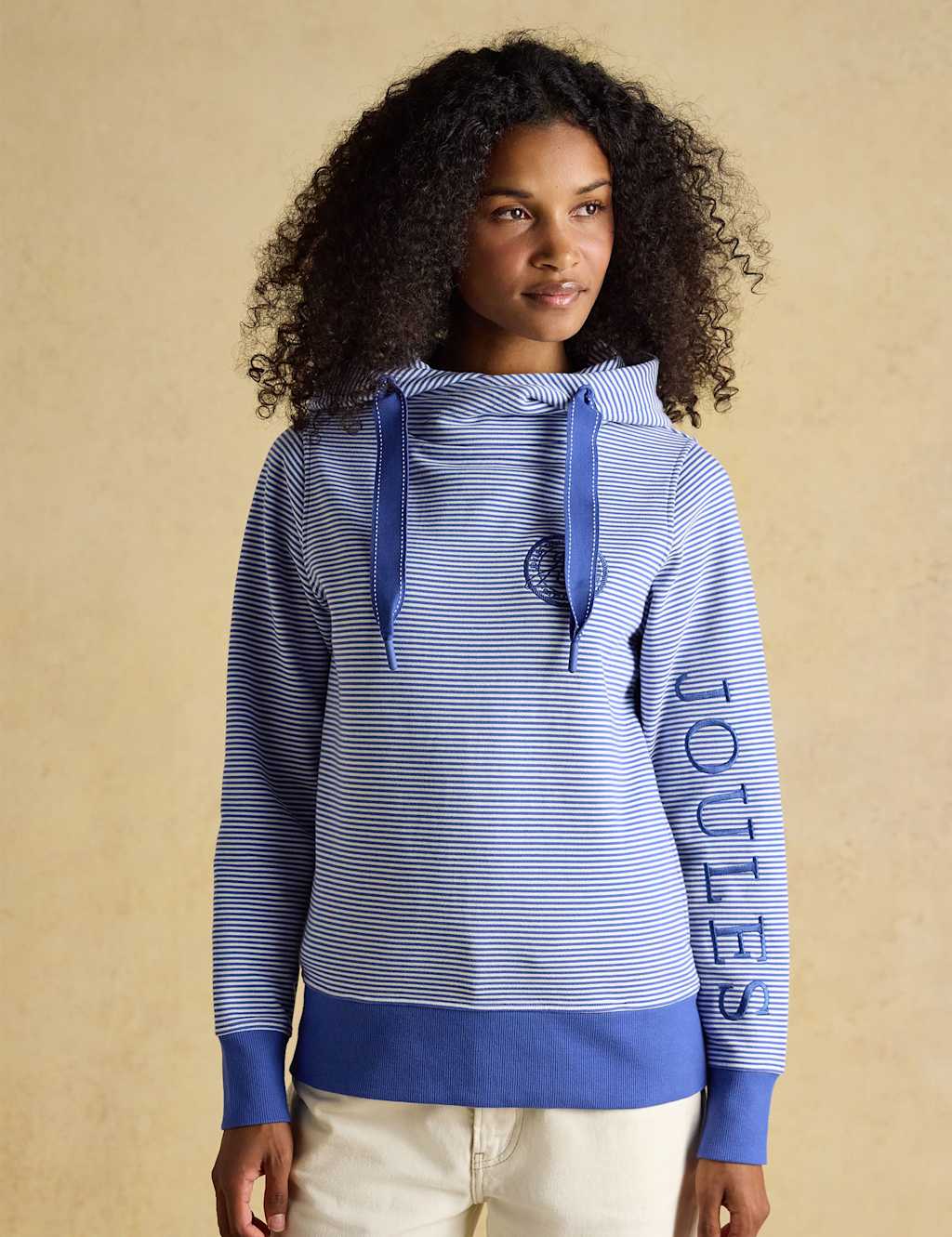 Joules Women's Pure Cotton Striped Hoodie - 14 - Blue Mix - Available at M&S