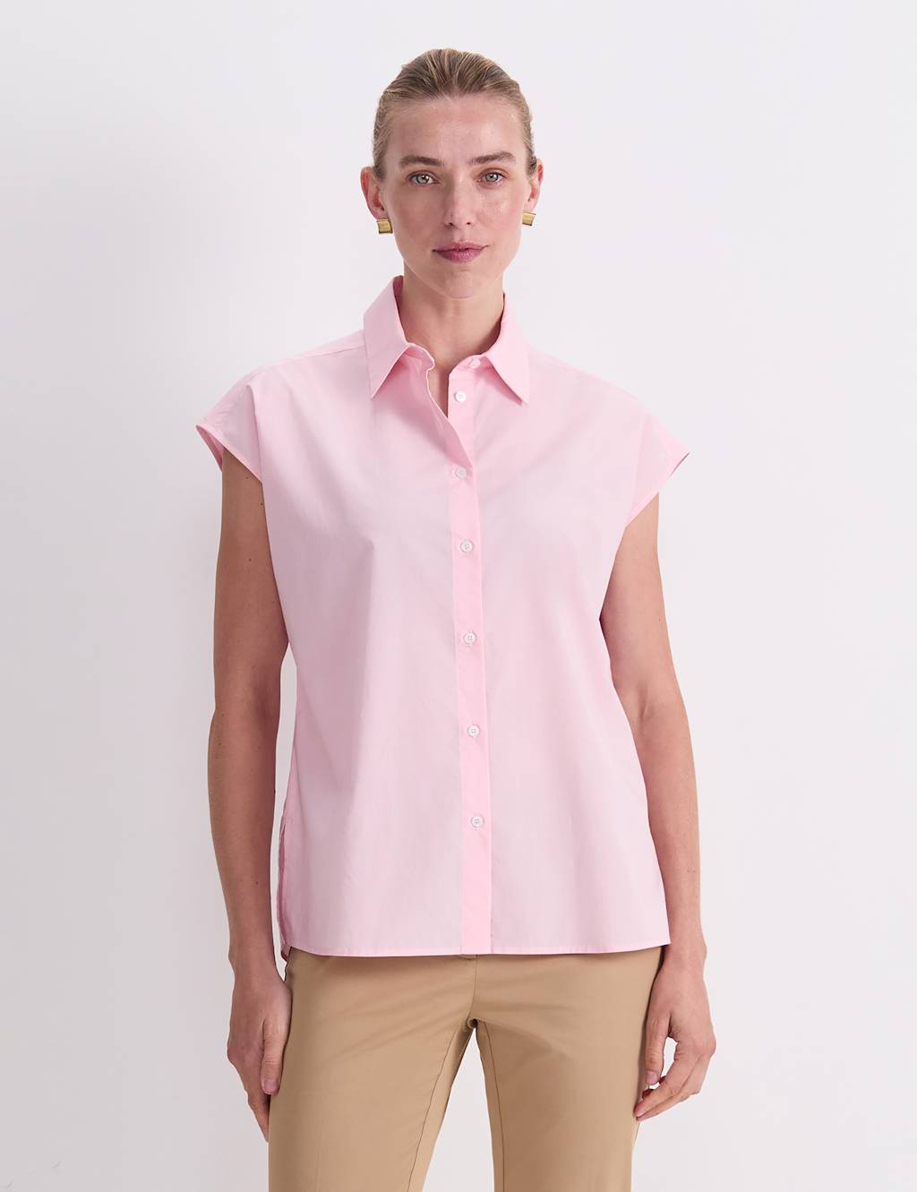 Sportscraft Women's Pure Cotton Cap Sleeve Shirt - 8 - Pink - Available at M&S
