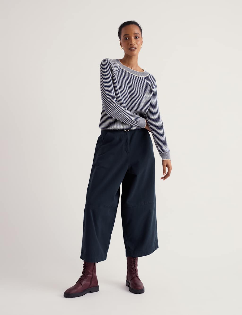 Seasalt Cornwall Women's Pure Cotton Striped Relaxed Jumper - 12 - Navy Mix - Available at M&S