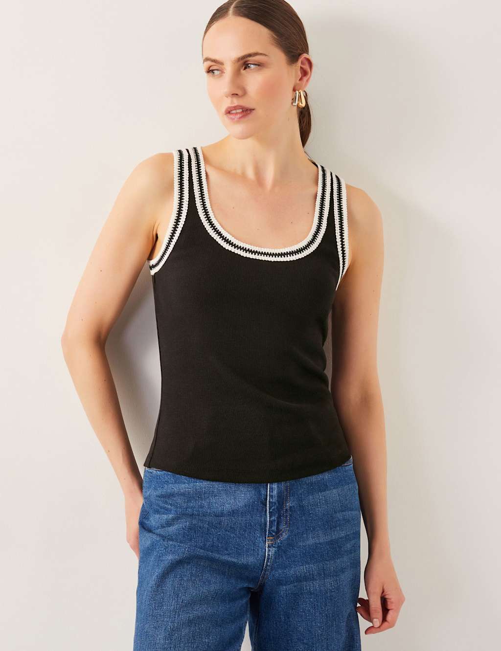Cotton Rich Textured Scoop Neck Vest