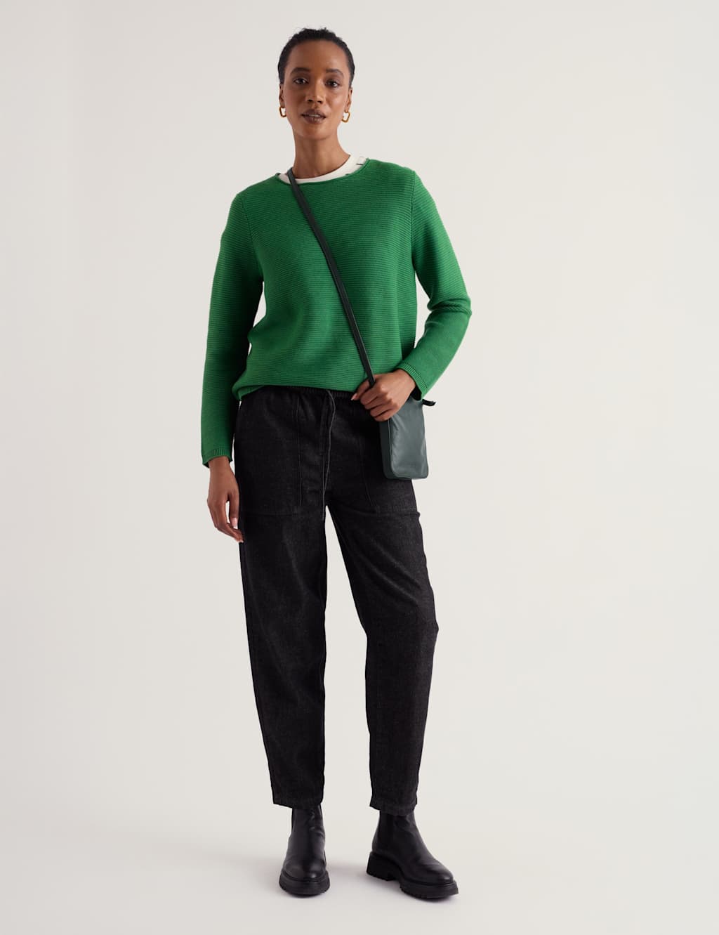 Seasalt Cornwall Women's Pure Cotton Baat Neck Relaxed Jumper - 14 - Green - Available at M&S