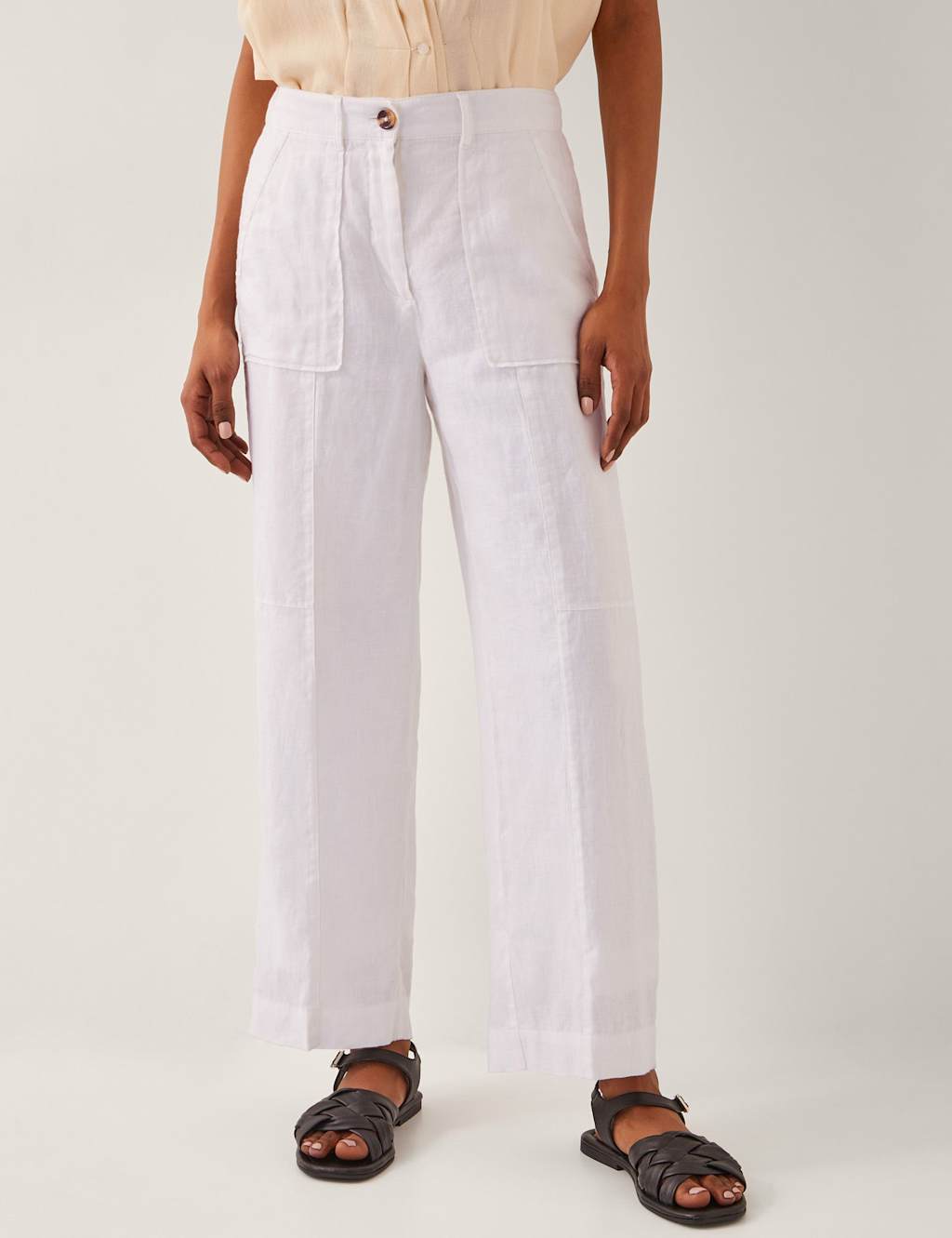 Pure Linen Straight Leg Trousers