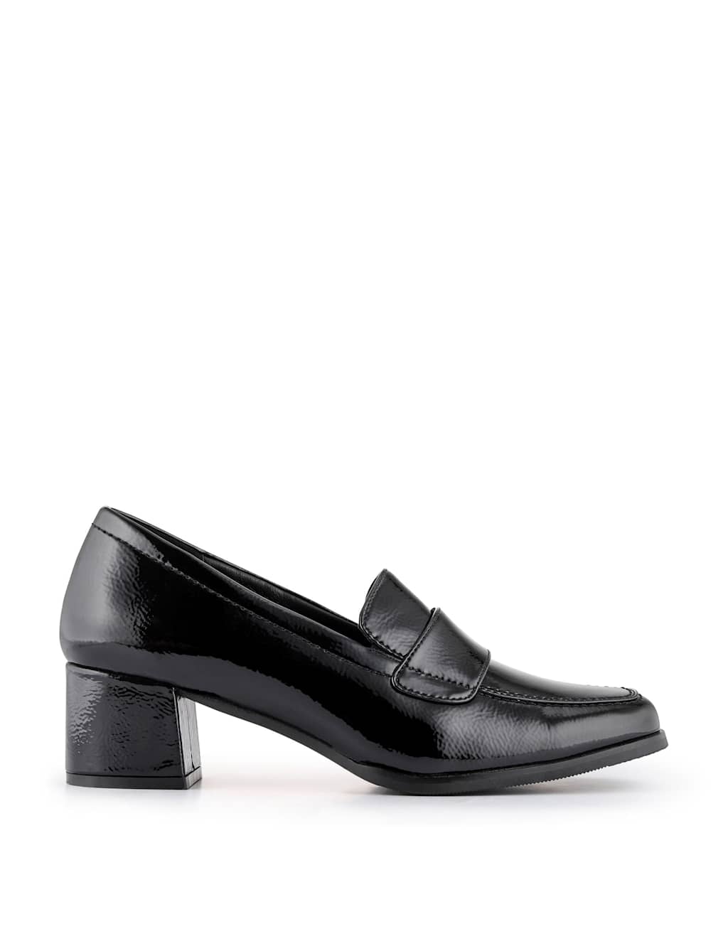 Jones Bootmaker Women's Leather Block Heel Square Toe Loafers - 7 - Black, Burgundy,Black