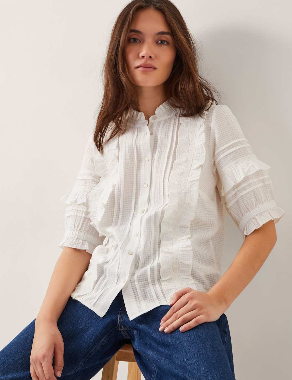 Pure Cotton Frill Detail Blouse
