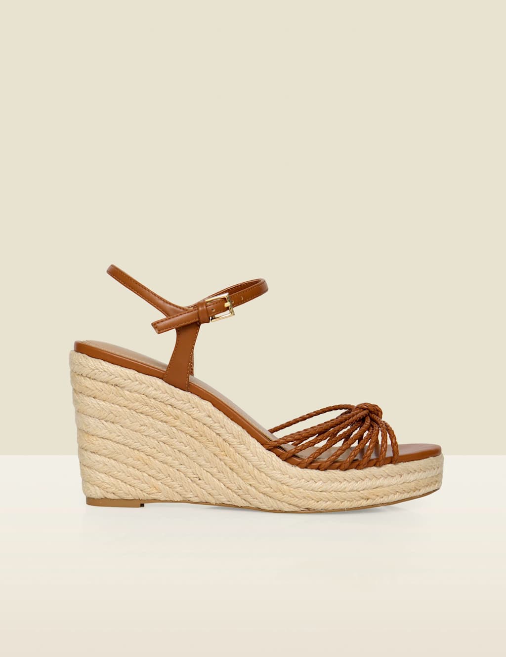 Sosandar Women's Plaited Strap Wedge Espadrilles - 8 - Tan - Available at M&S