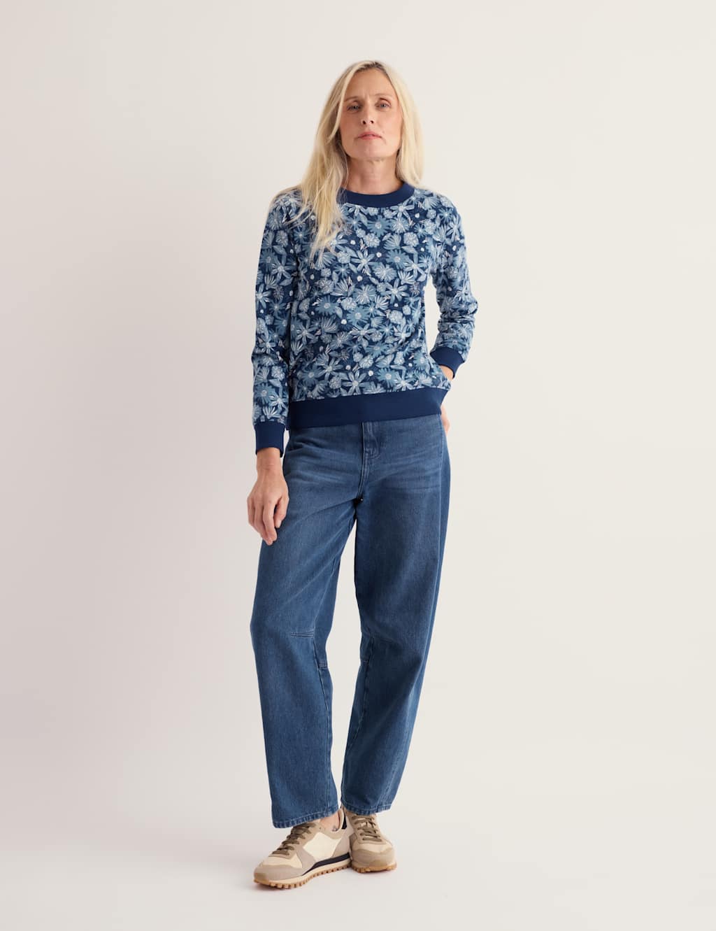 Seasalt Cornwall Women's Pure Cotton Floral Relaxed Sweatshirt - 20 - Blue Mix - Available at M&S
