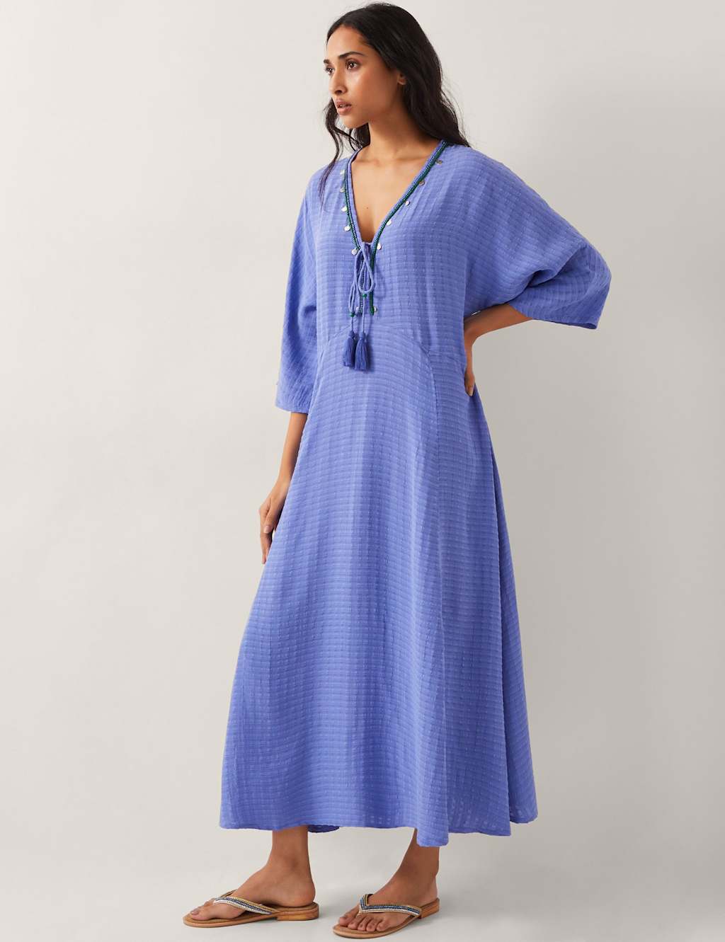 Embellished V-Neck Maxi Kaftan