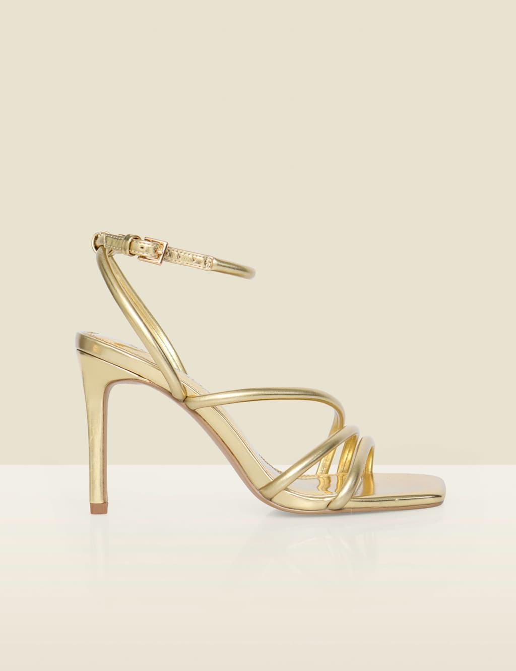 Sosandar Women's Metallic Strappy Stiletto Heel Sandals - 7 - Gold - Available at M&S