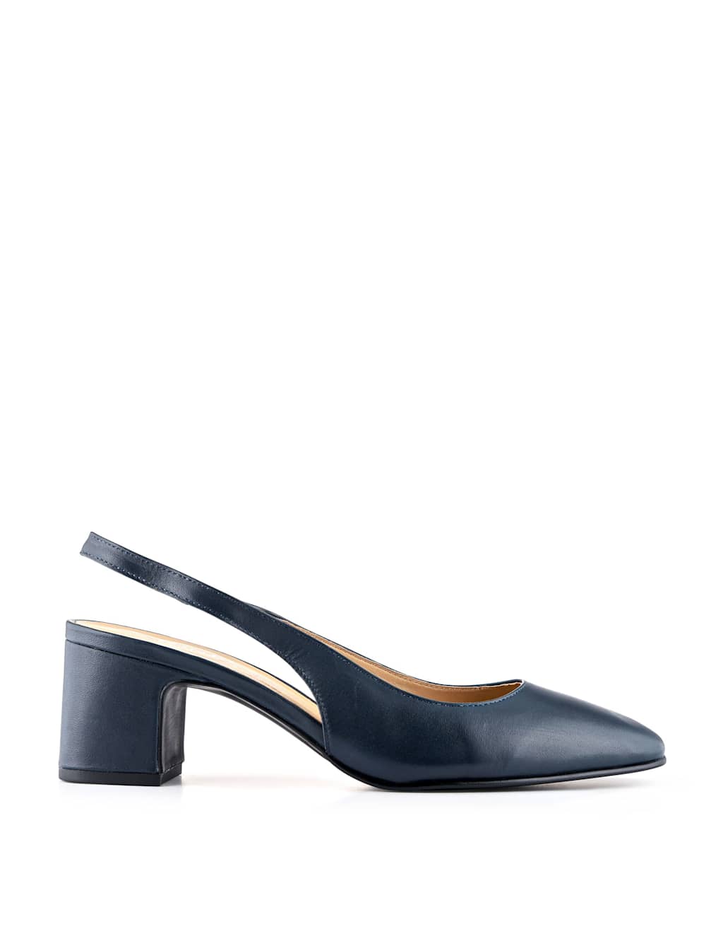 Jones Bootmaker Women's Leather Block Heel Slingback Shoes - 6 - Navy Mix, Navy Mix,Black