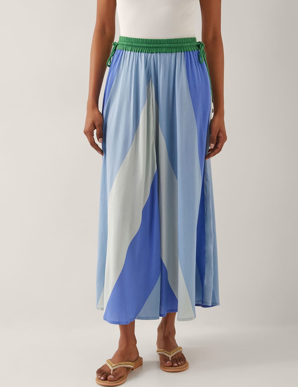 Printed Pleated Midi Skirt