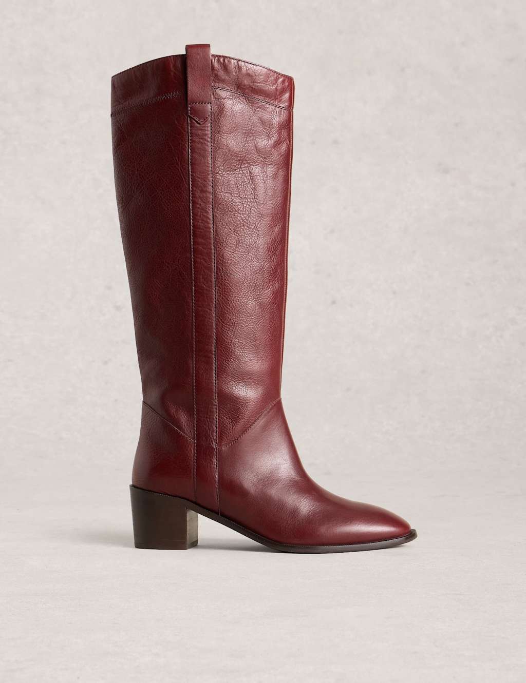 White Stuff Leather Knee High Boots Red