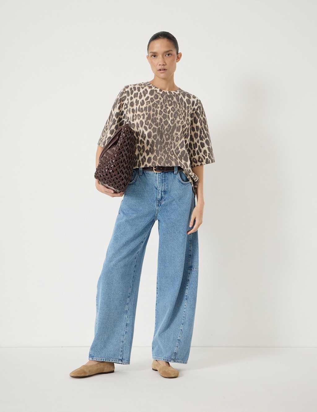 Hush Women's Pure Cotton Leopard Print T-Shirt - Small-Medium - Brown Mix - Available at M&S