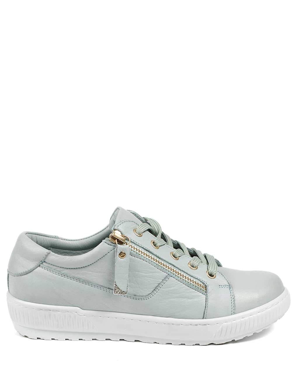 Jones Bootmaker Women's Wide Fit Leather Metallic Side Zip Trainers - 7 - Mint - Available at M&S