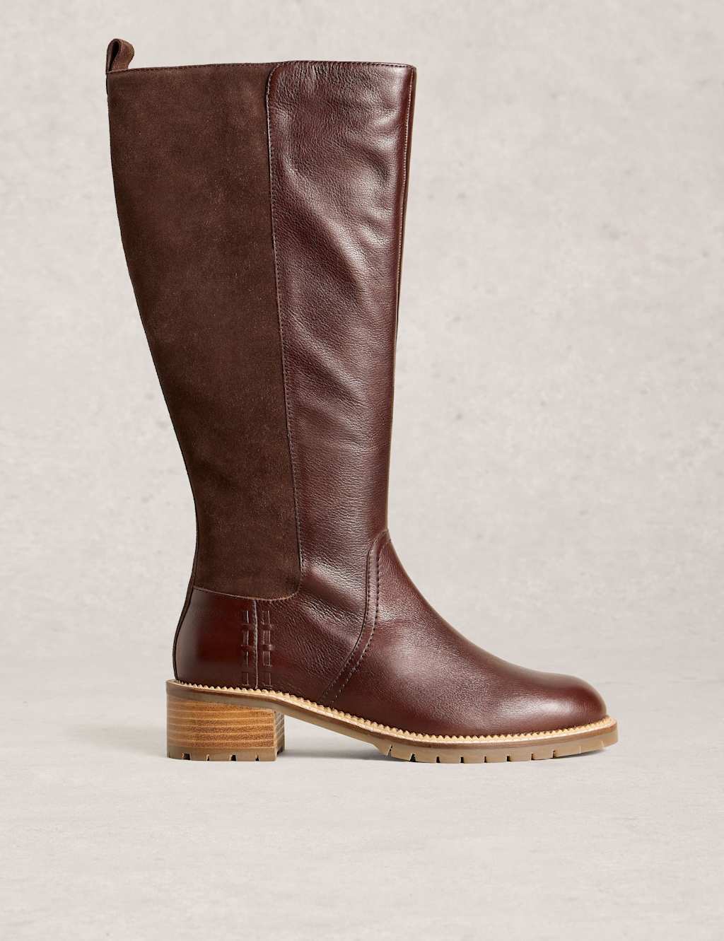 White Stuff Women's Leather Knee High Boot - 6STD - Brown, Brown,Tan