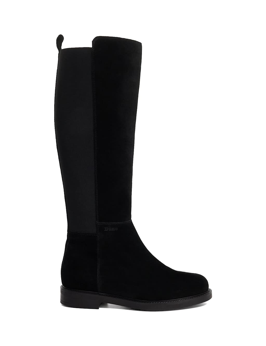 Dune London Suede Block Heel Knee High Boots Black