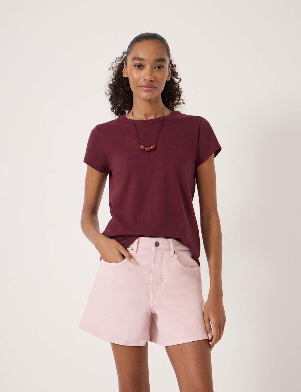 Hush Women's Pure Cotton Crew Neck T-Shirt - Extra Large - Dark Red - Available at M&S