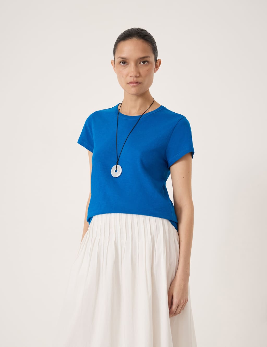 Hush Women's Pure Cotton Crew Neck T-Shirt - Extra Small - Blue - Available at M&S