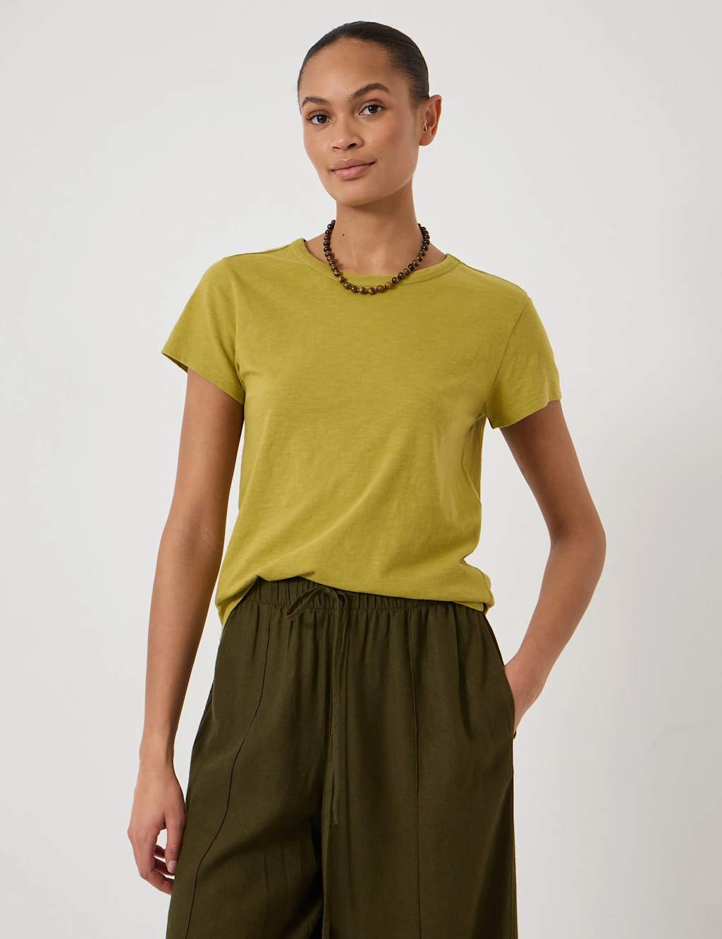 Hush Women's Pure Cotton Crew Neck T-Shirt - Extra Large - Olive - Available at M&S
