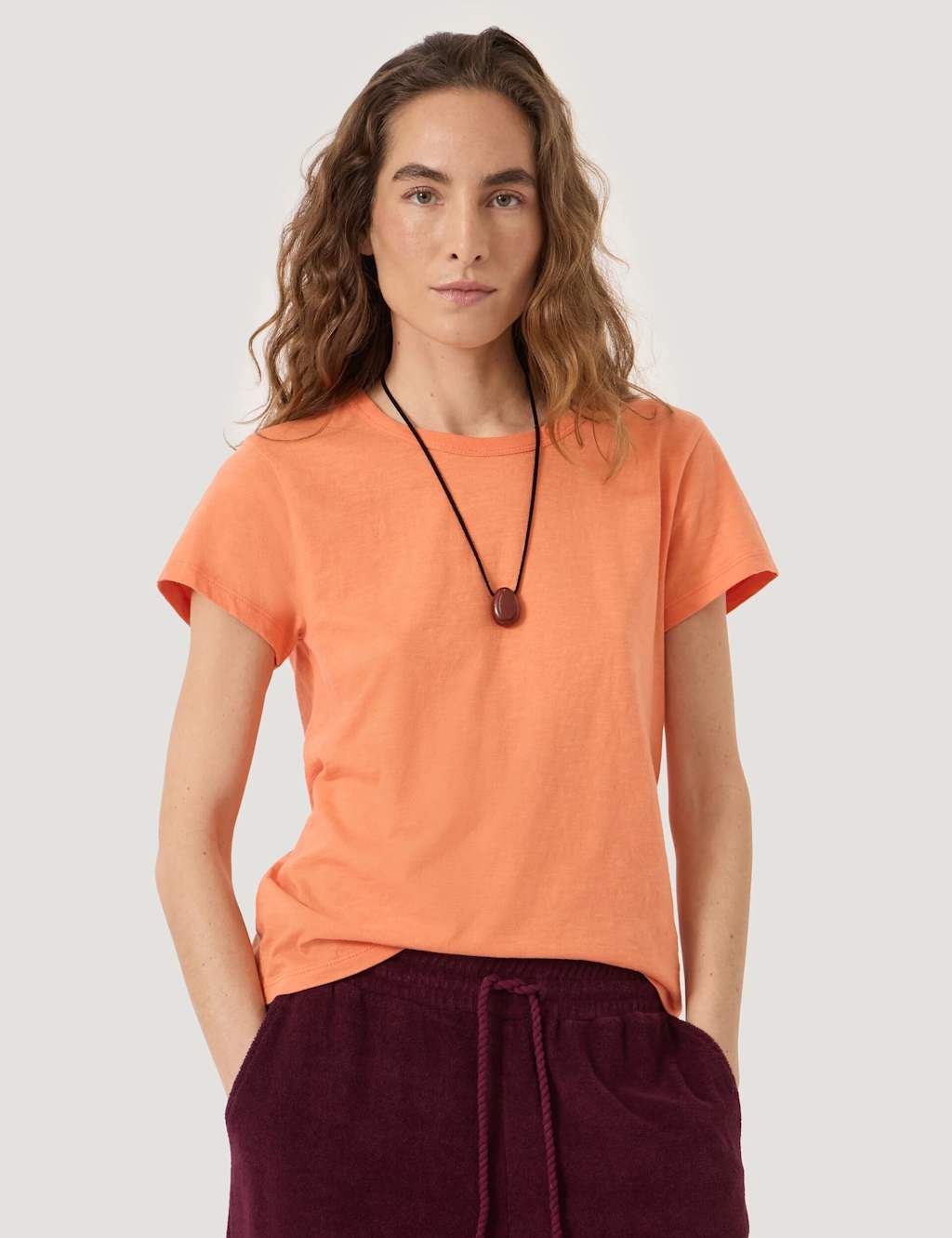 Hush Women's Pure Cotton Crew Neck T-Shirt - Large - Orange - Available at M&S