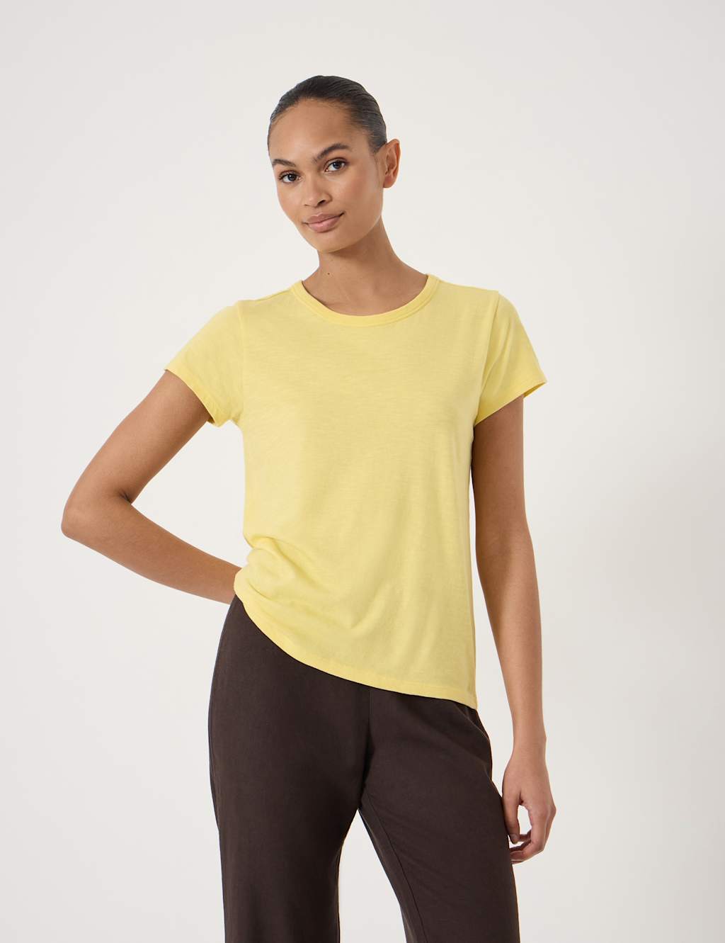 Hush Women's Pure Cotton Crew Neck T-Shirt - Small - Yellow - Available at M&S