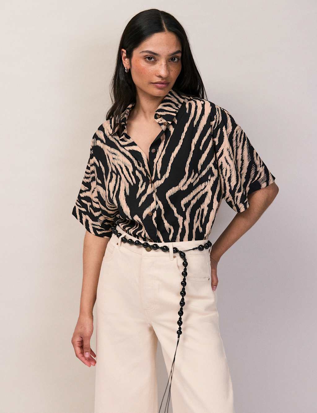 Ro&Zo Women's Zebra Print Shirt - 8 - Black Mix - Available at M&S