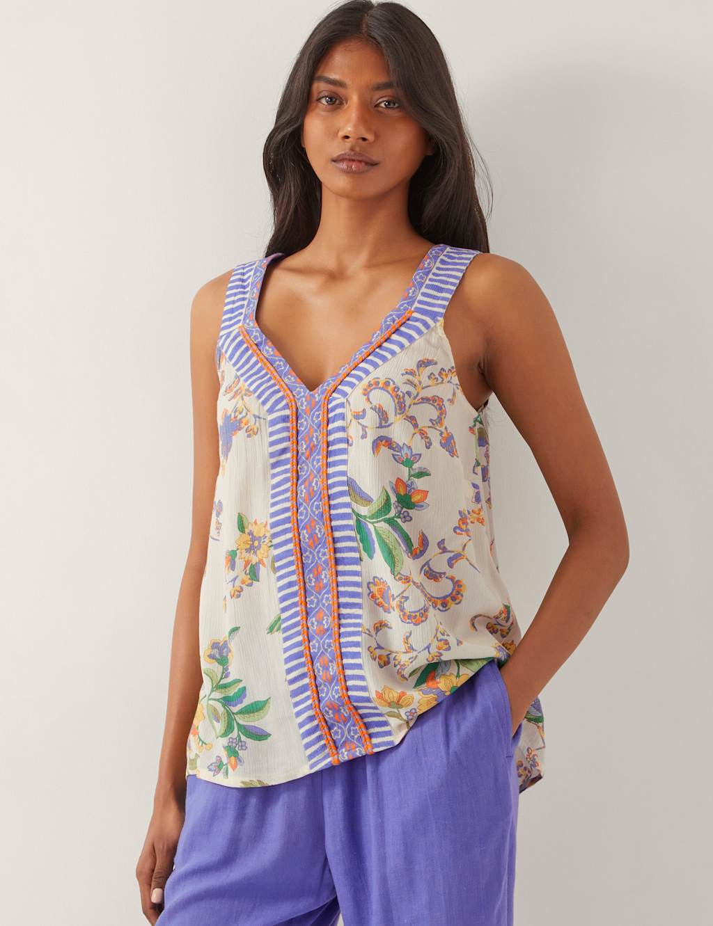 Printed V-Neck Cami Top